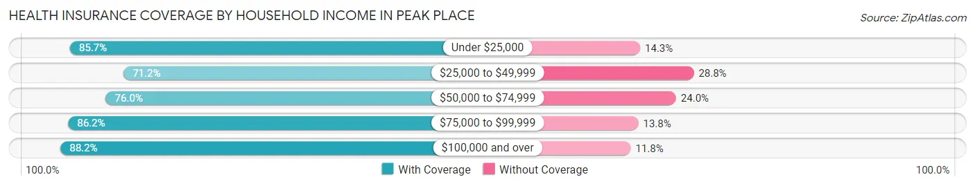Health Insurance Coverage by Household Income in Peak Place