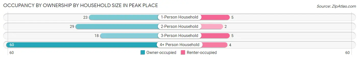 Occupancy by Ownership by Household Size in Peak Place