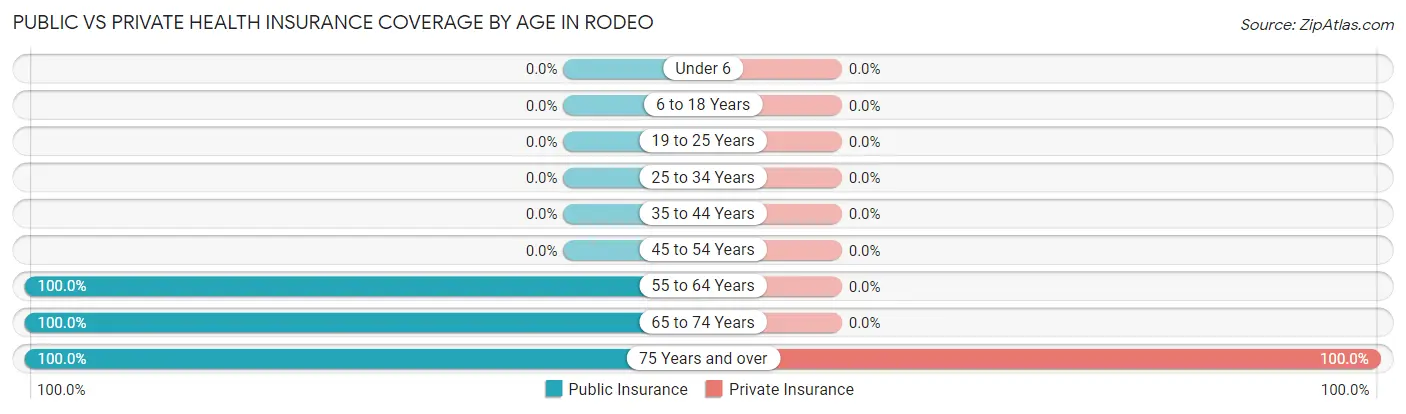 Public vs Private Health Insurance Coverage by Age in Rodeo