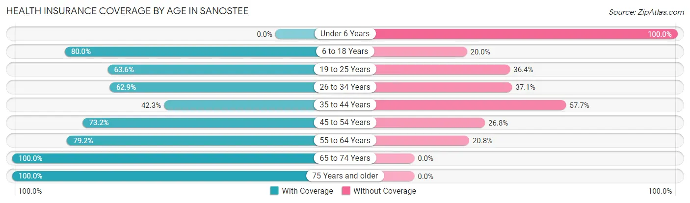 Health Insurance Coverage by Age in Sanostee
