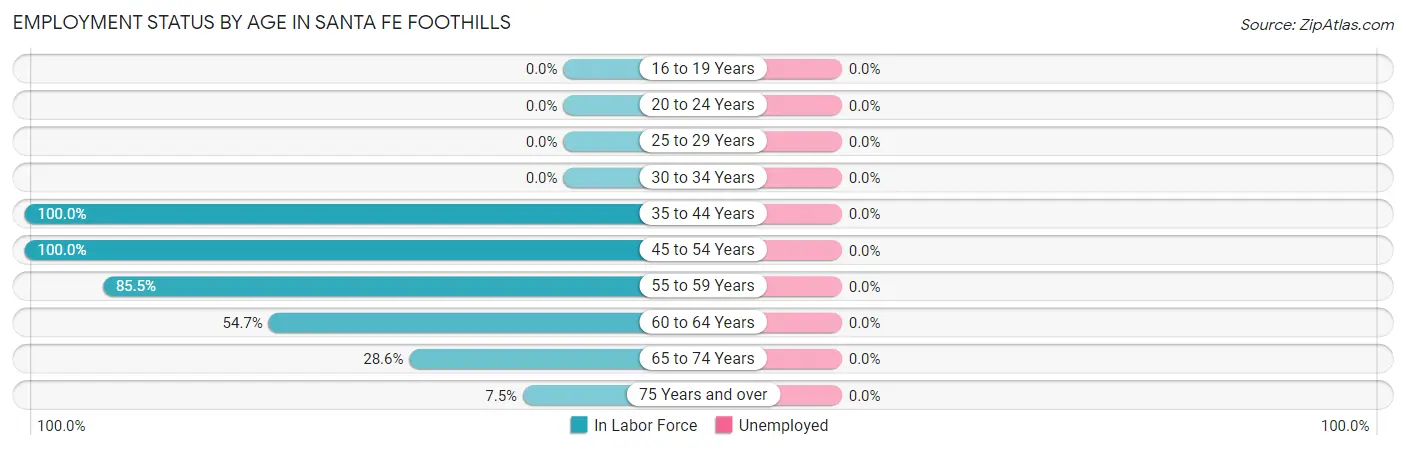 Employment Status by Age in Santa Fe Foothills