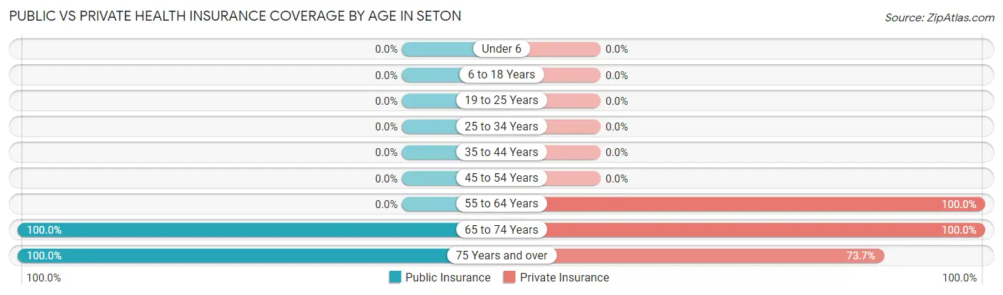 Public vs Private Health Insurance Coverage by Age in Seton