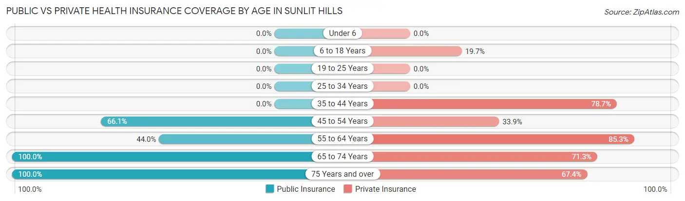 Public vs Private Health Insurance Coverage by Age in Sunlit Hills