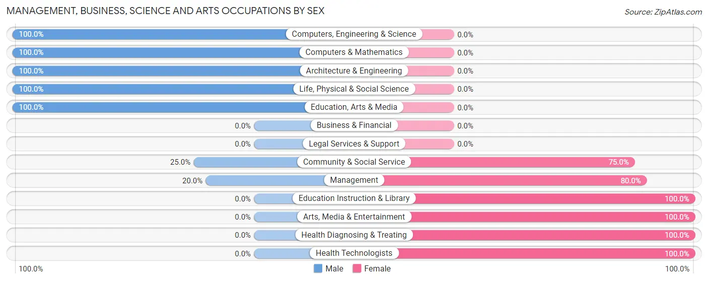 Management, Business, Science and Arts Occupations by Sex in Vadito