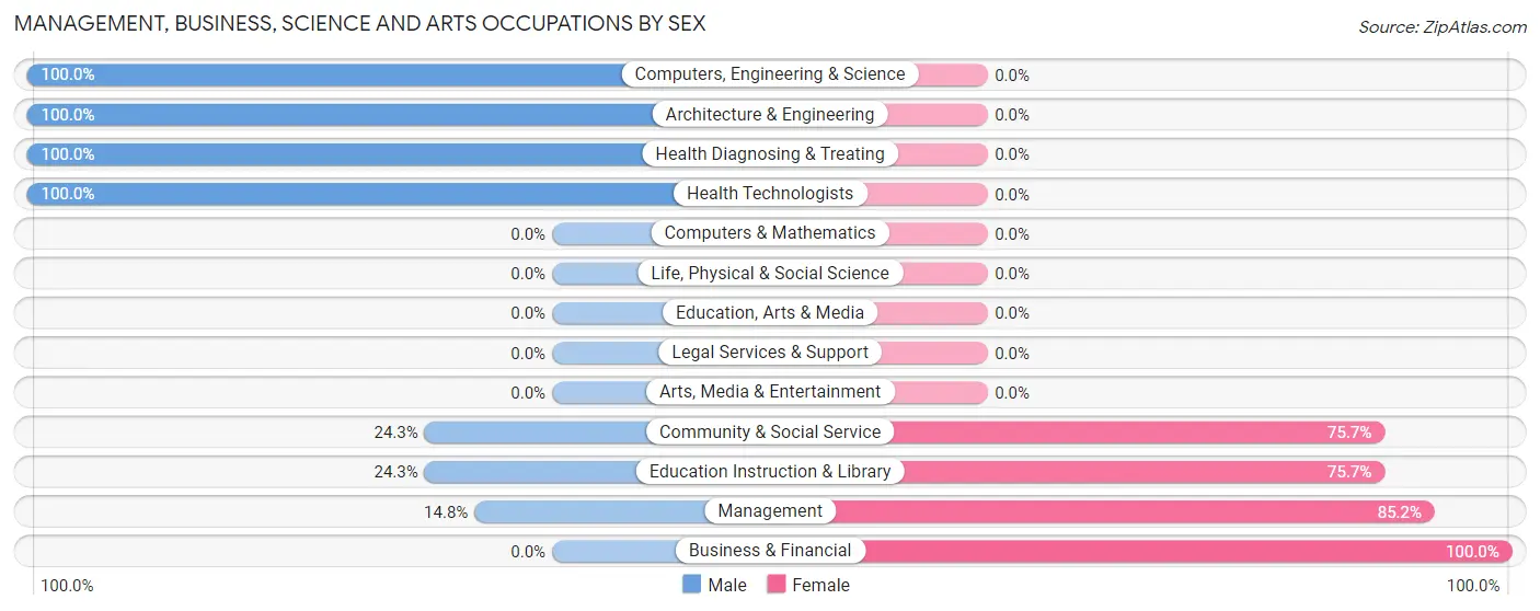 Management, Business, Science and Arts Occupations by Sex in Valencia