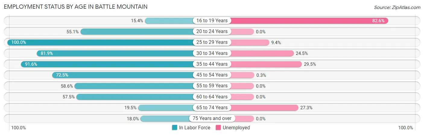 Employment Status by Age in Battle Mountain