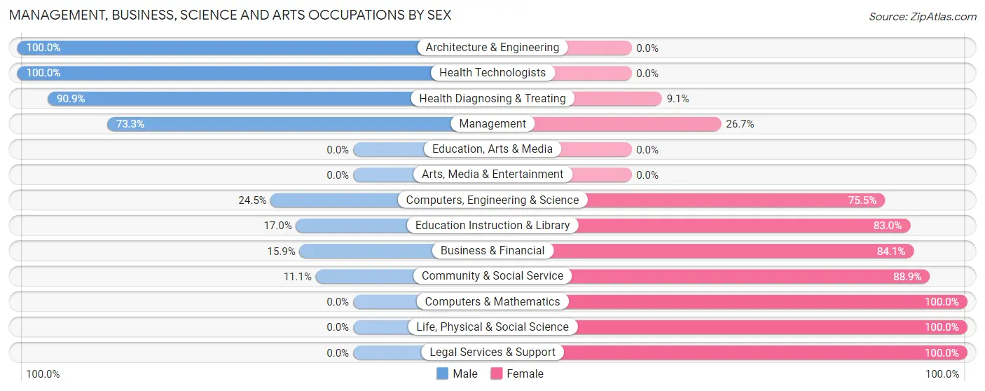 Management, Business, Science and Arts Occupations by Sex in Battle Mountain
