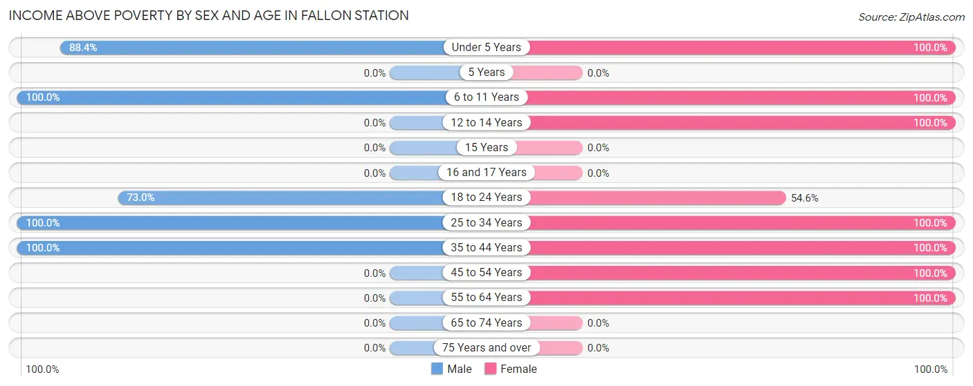 Income Above Poverty by Sex and Age in Fallon Station