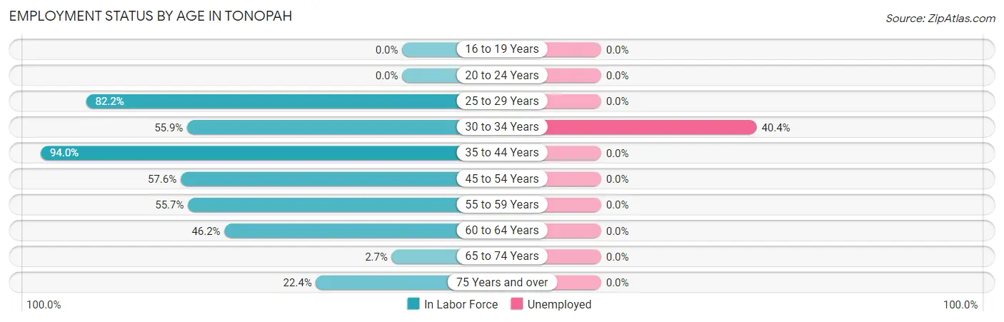 Employment Status by Age in Tonopah