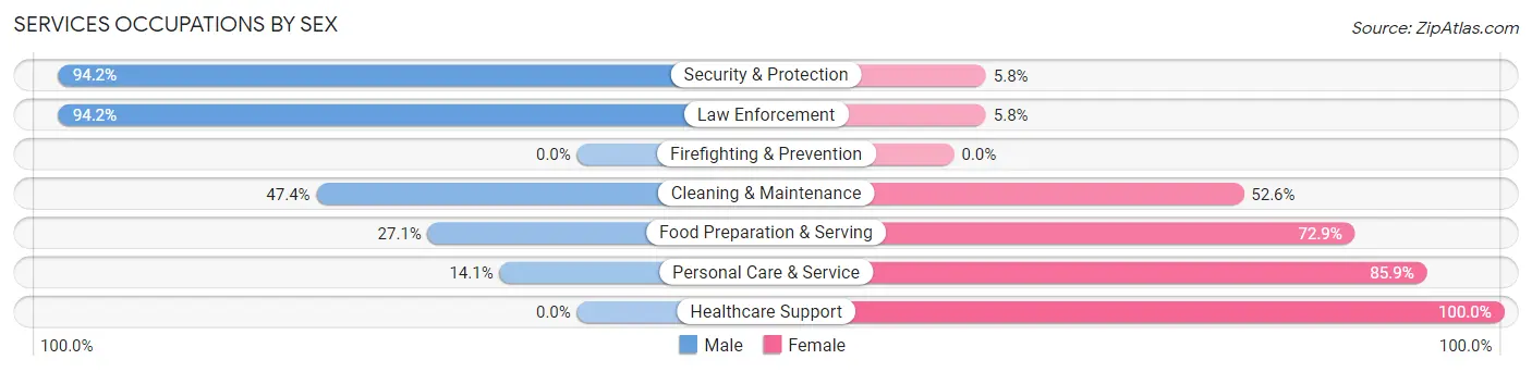 Services Occupations by Sex in Alden
