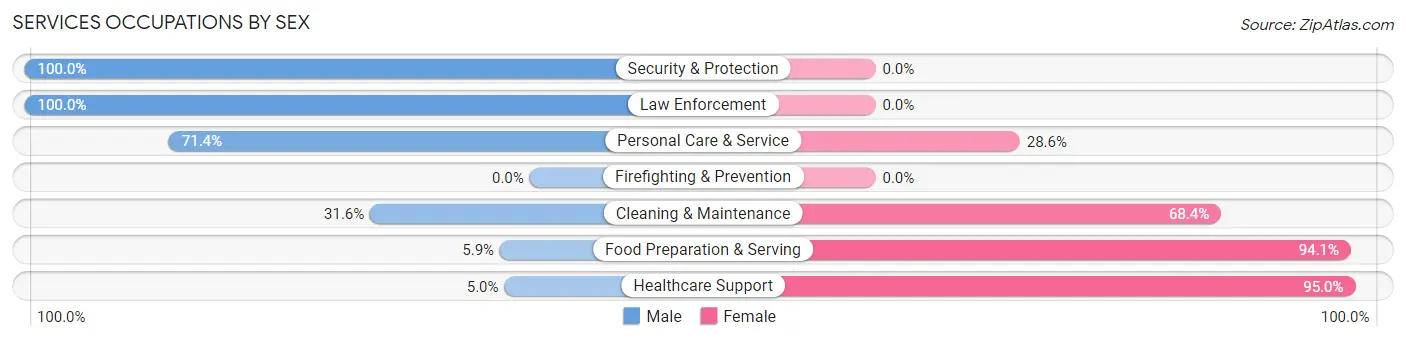 Services Occupations by Sex in Alexandria Bay
