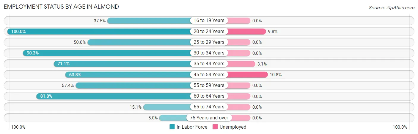 Employment Status by Age in Almond