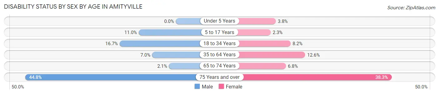 Disability Status by Sex by Age in Amityville