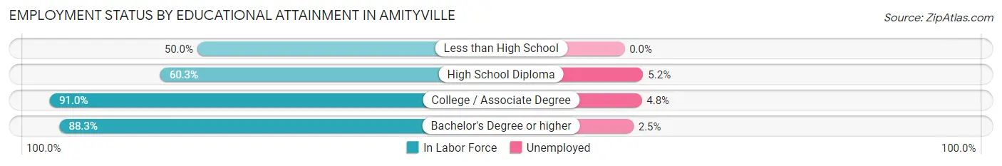 Employment Status by Educational Attainment in Amityville