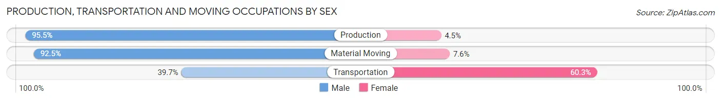 Production, Transportation and Moving Occupations by Sex in Angola