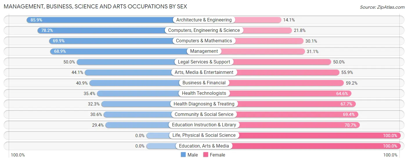 Management, Business, Science and Arts Occupations by Sex in Babylon