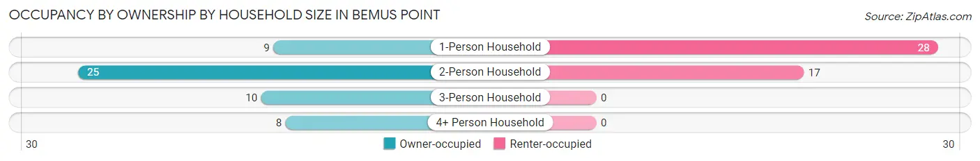 Occupancy by Ownership by Household Size in Bemus Point