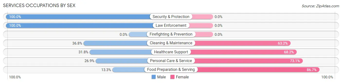 Services Occupations by Sex in Bergen