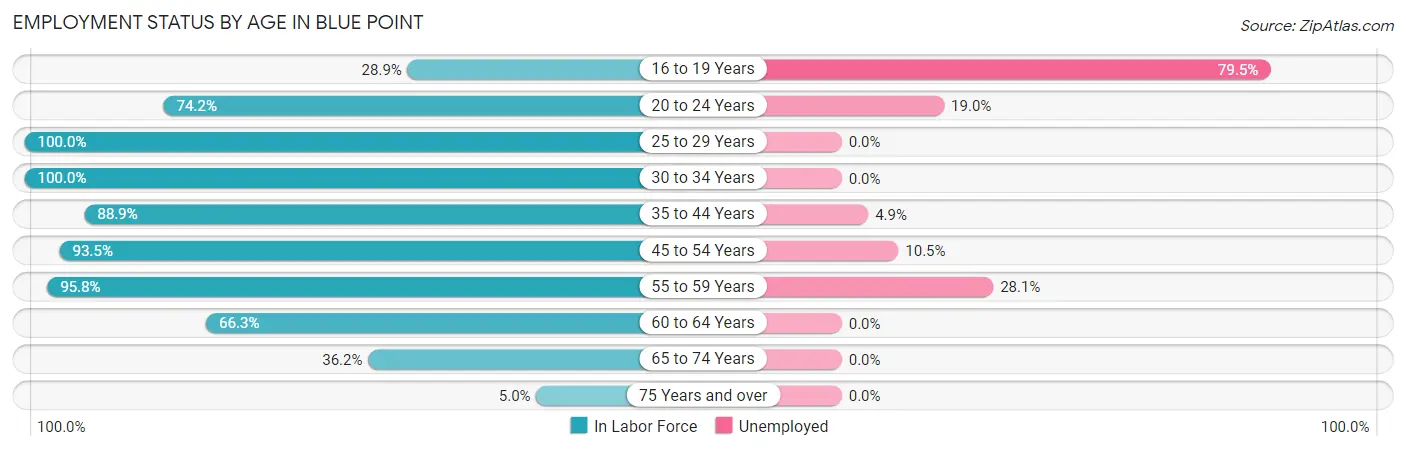 Employment Status by Age in Blue Point