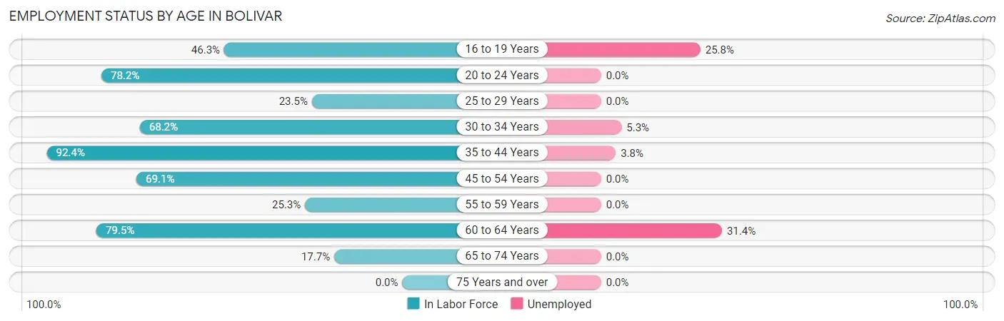 Employment Status by Age in Bolivar