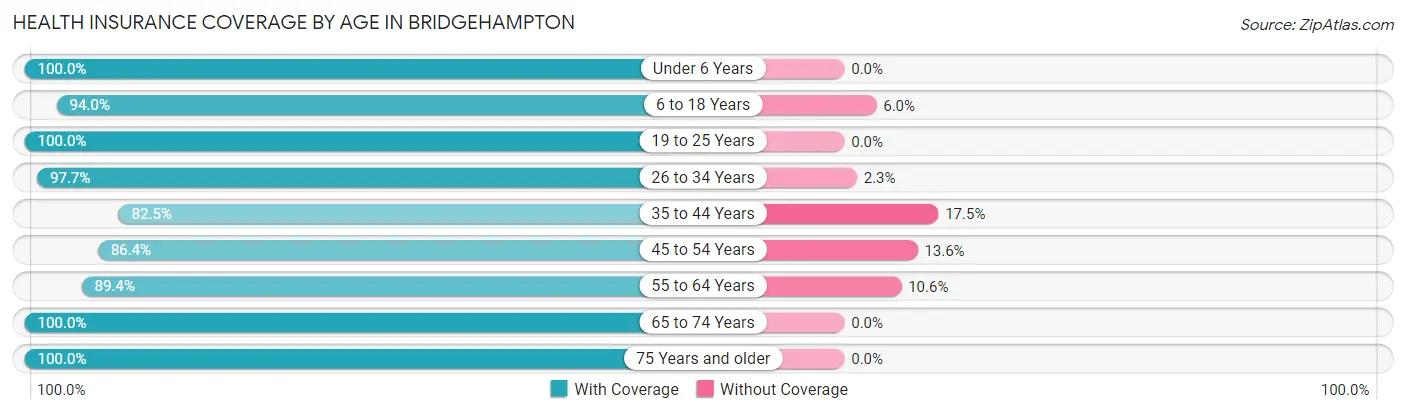 Health Insurance Coverage by Age in Bridgehampton