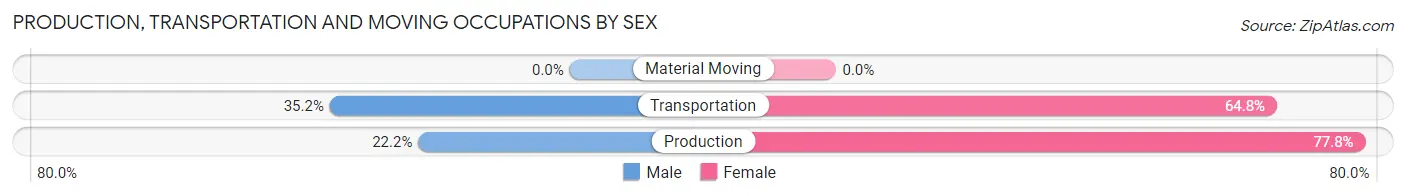 Production, Transportation and Moving Occupations by Sex in Bridgeport