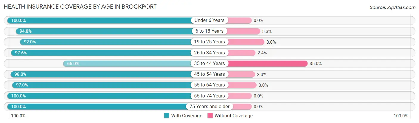Health Insurance Coverage by Age in Brockport