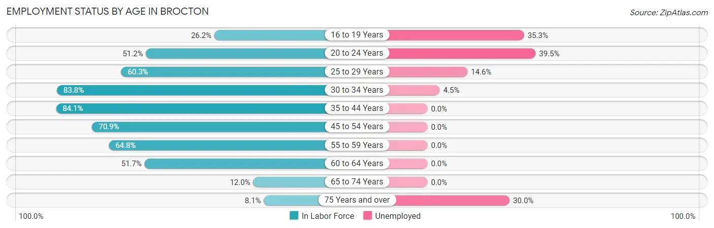 Employment Status by Age in Brocton