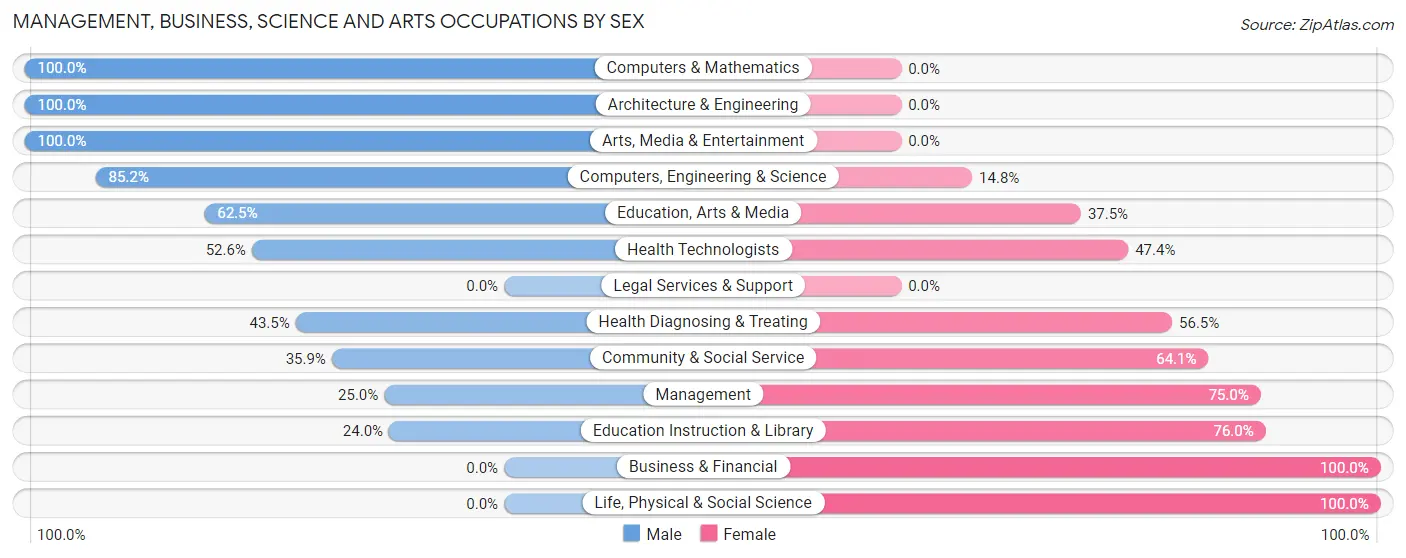 Management, Business, Science and Arts Occupations by Sex in Brocton