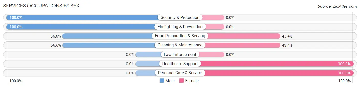 Services Occupations by Sex in Calverton