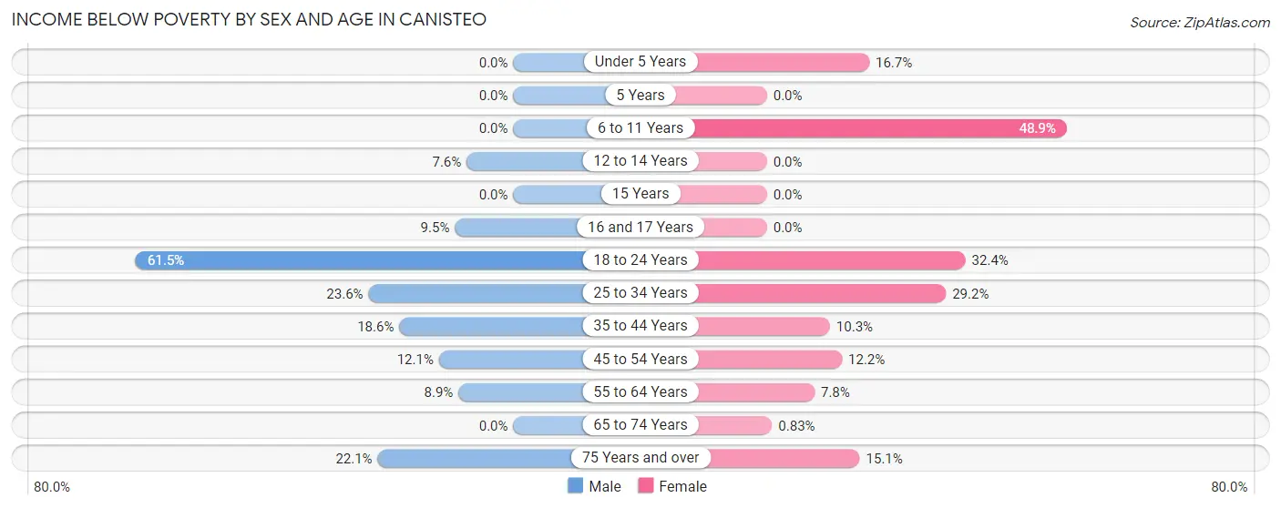 Income Below Poverty by Sex and Age in Canisteo