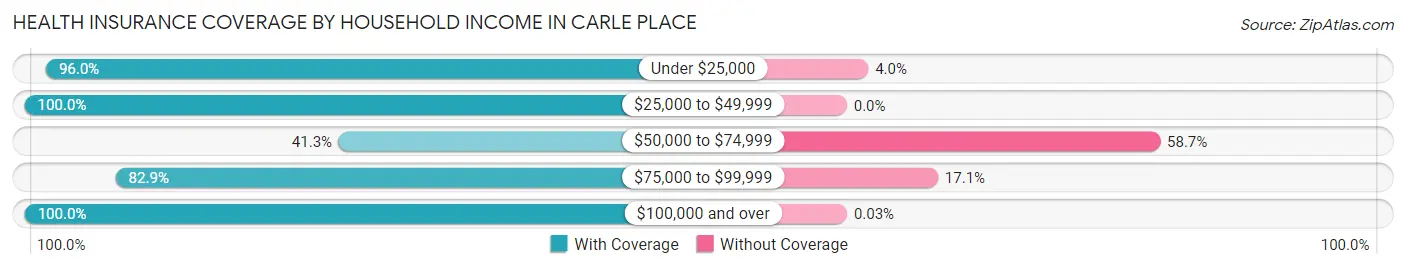 Health Insurance Coverage by Household Income in Carle Place