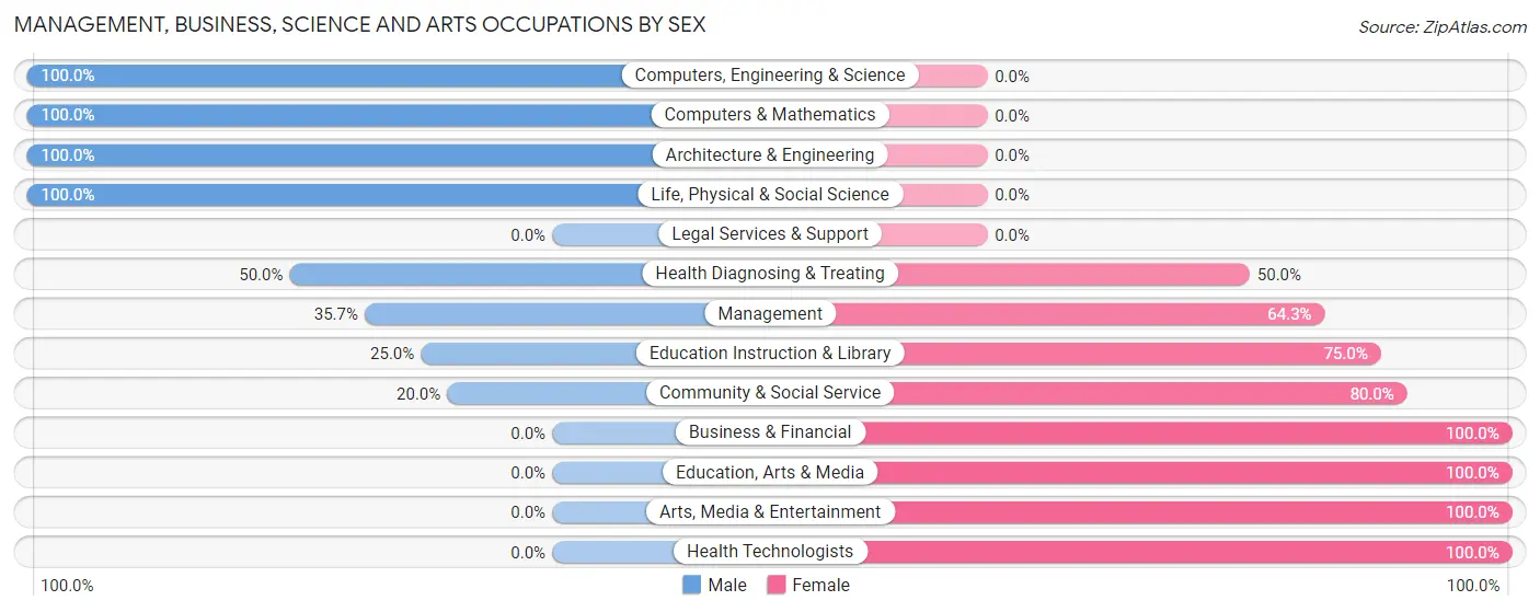 Management, Business, Science and Arts Occupations by Sex in Castile