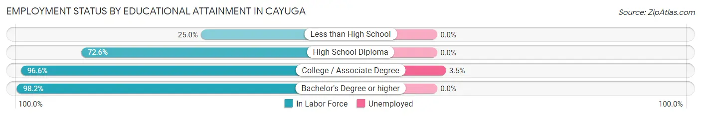 Employment Status by Educational Attainment in Cayuga
