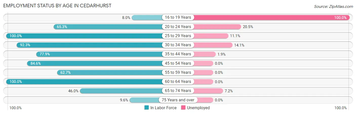 Employment Status by Age in Cedarhurst