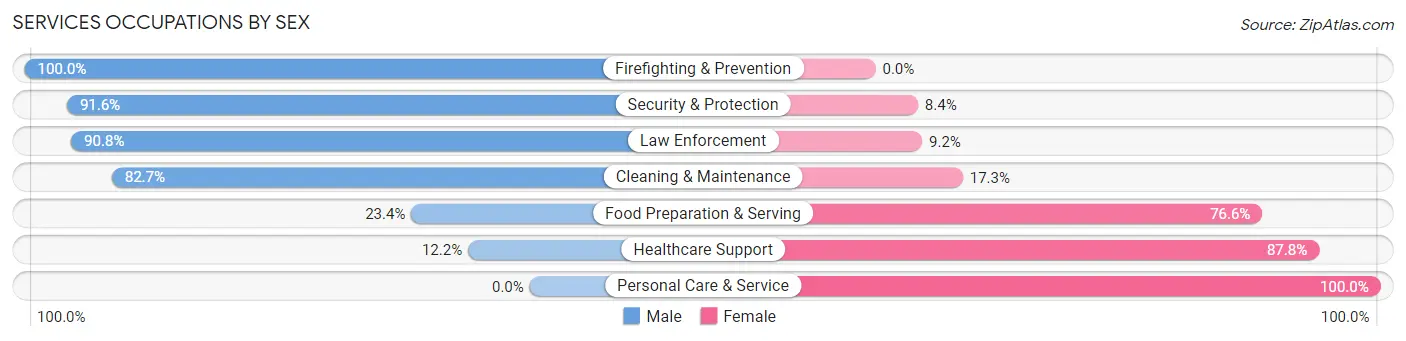 Services Occupations by Sex in Center Moriches