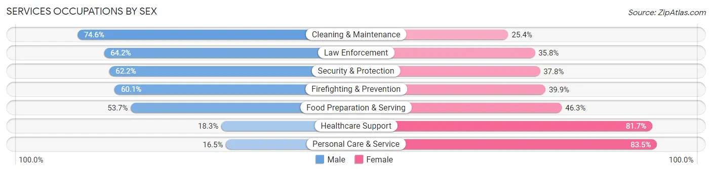 Services Occupations by Sex in Central Islip