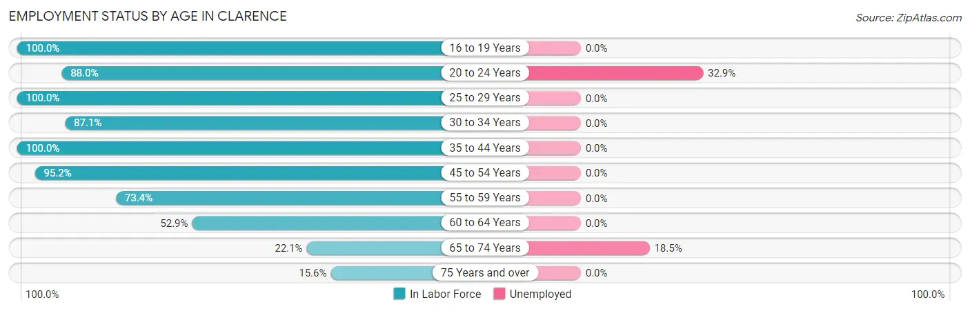 Employment Status by Age in Clarence