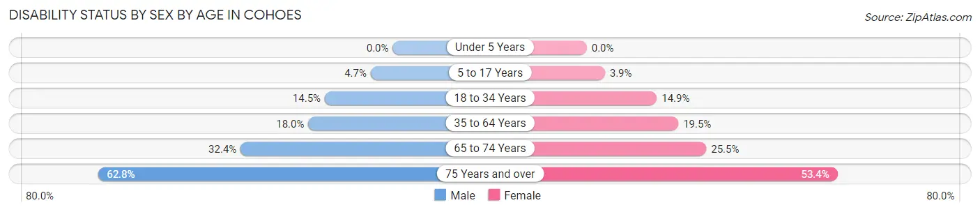 Disability Status by Sex by Age in Cohoes