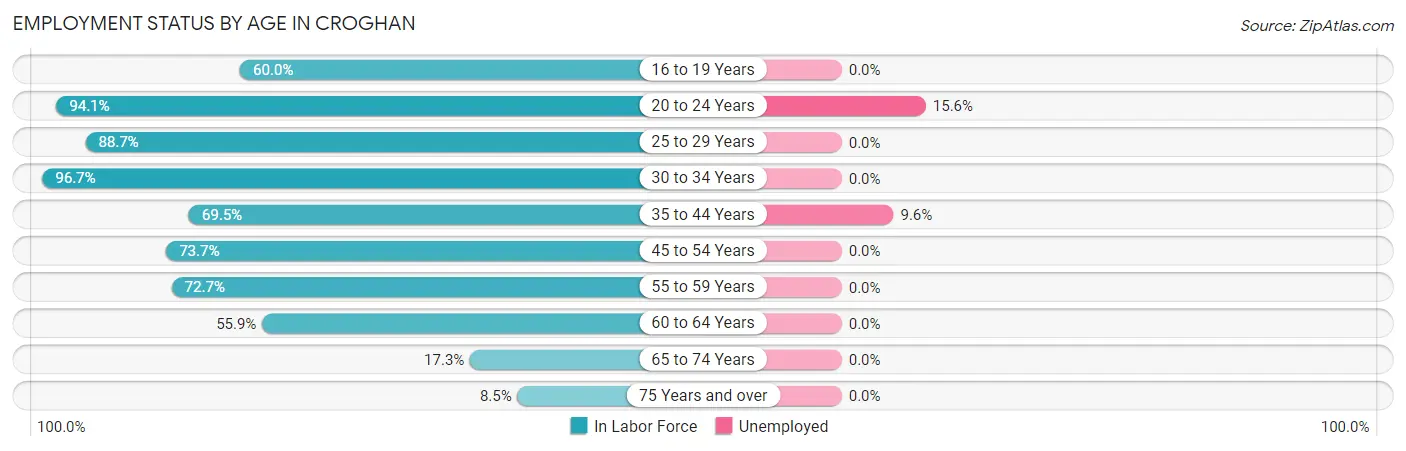 Employment Status by Age in Croghan