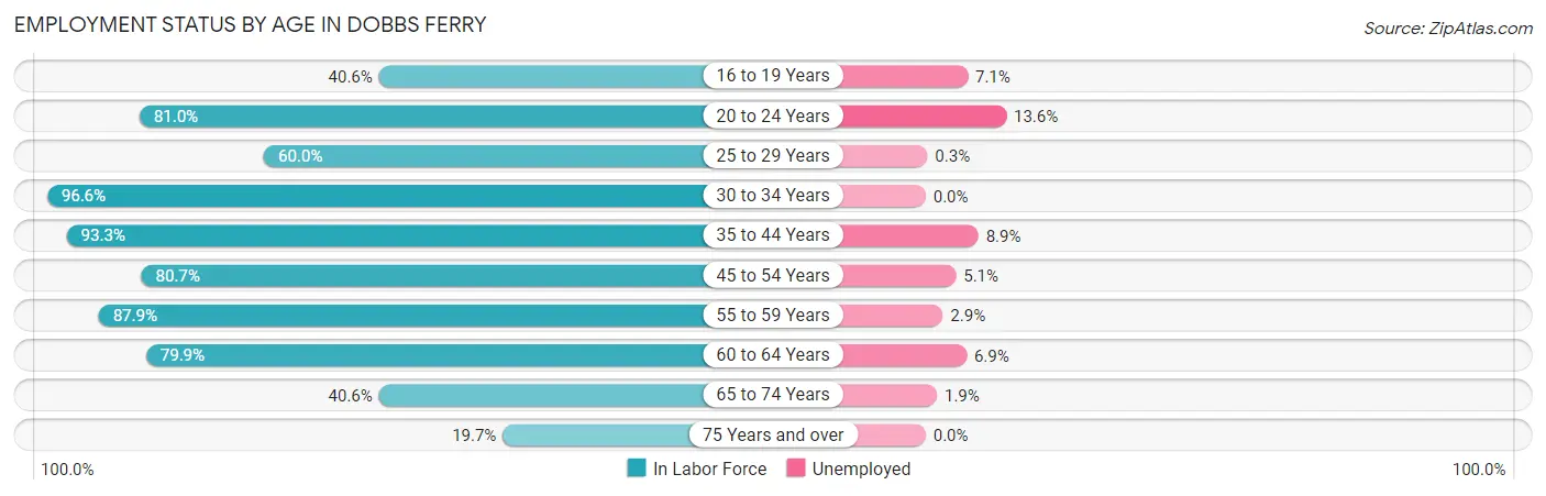 Employment Status by Age in Dobbs Ferry
