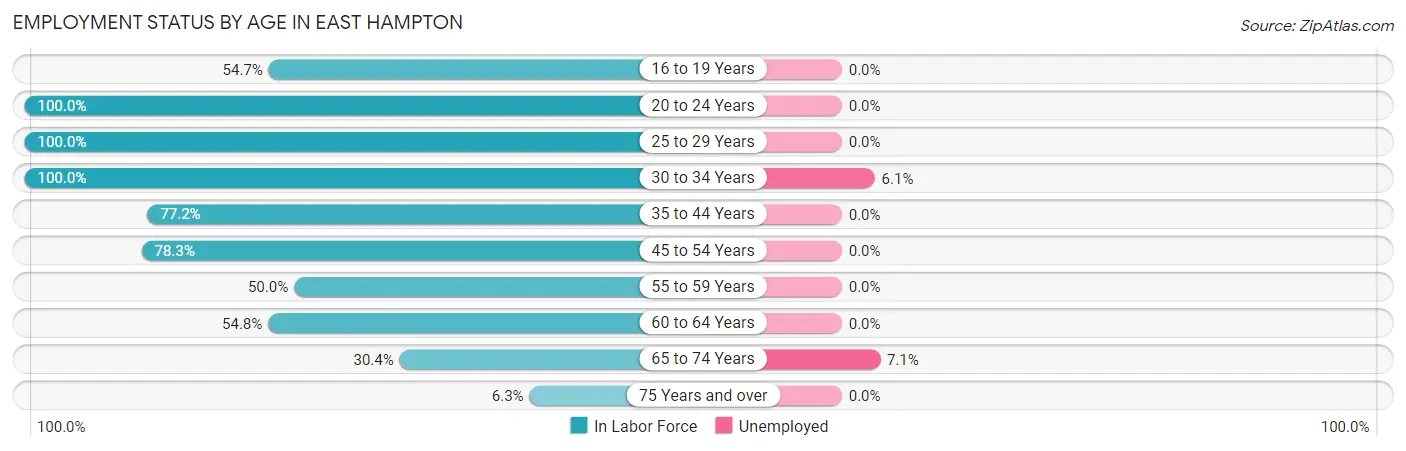 Employment Status by Age in East Hampton