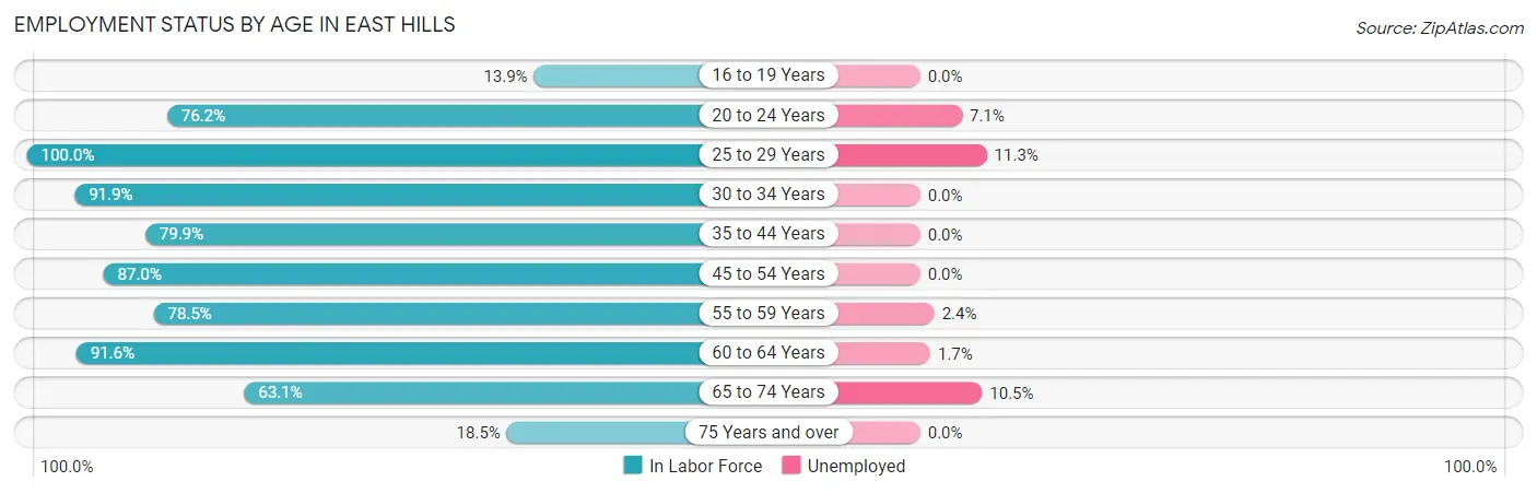 Employment Status by Age in East Hills