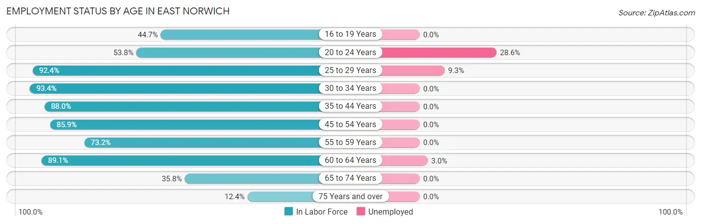 Employment Status by Age in East Norwich