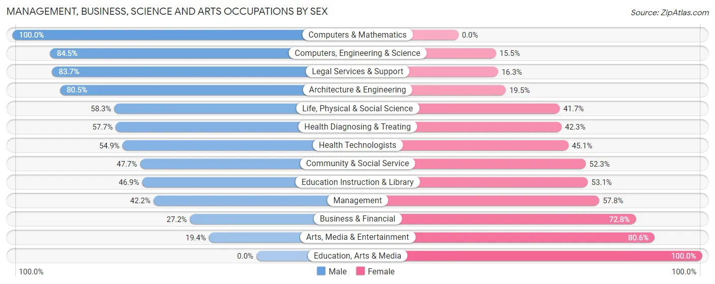 Management, Business, Science and Arts Occupations by Sex in East Norwich