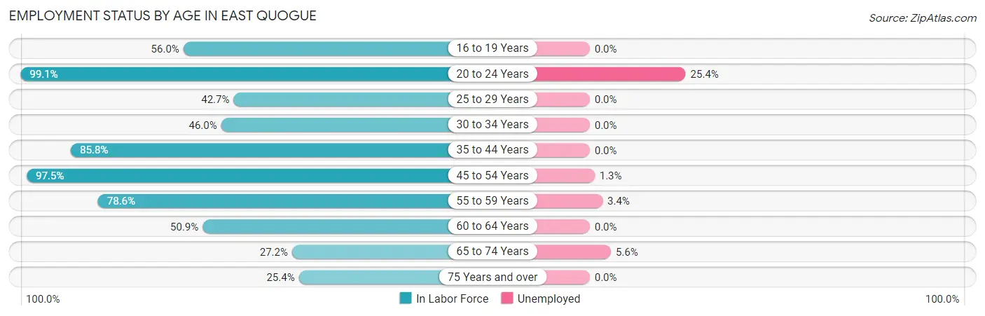 Employment Status by Age in East Quogue