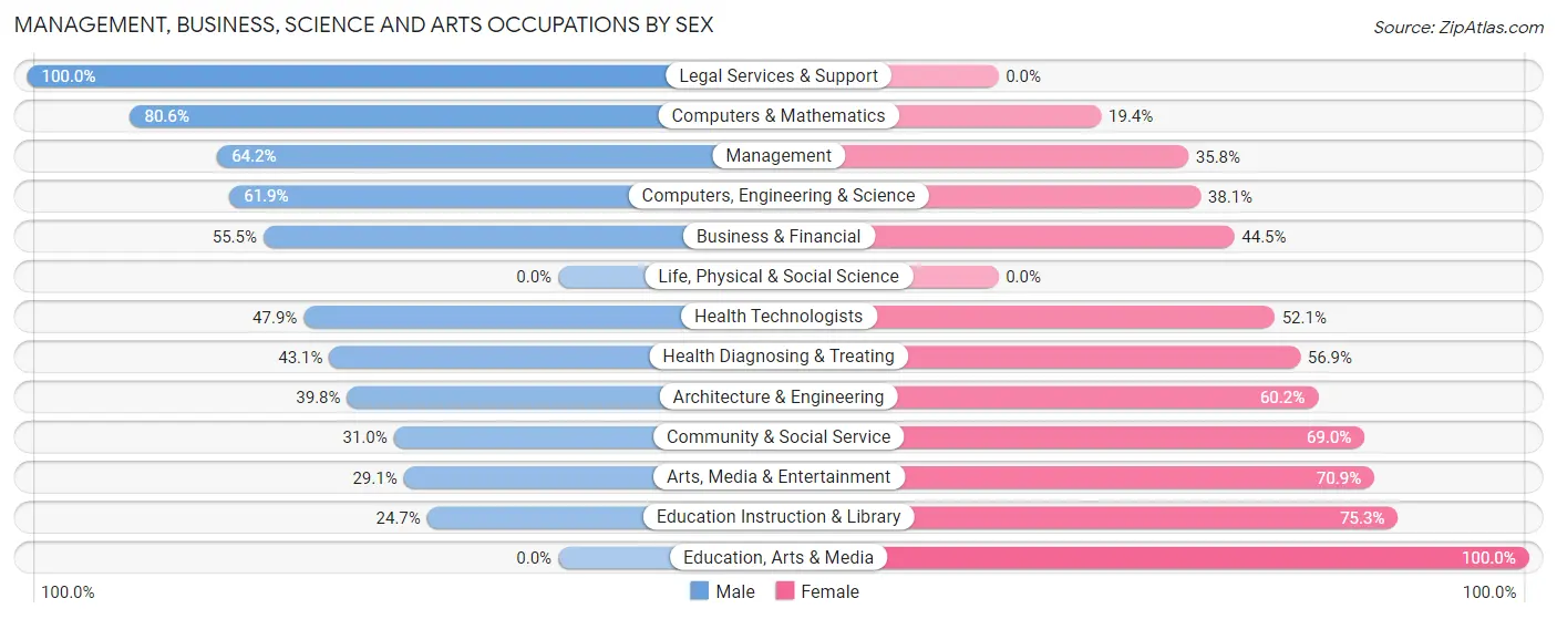 Management, Business, Science and Arts Occupations by Sex in East Rockaway