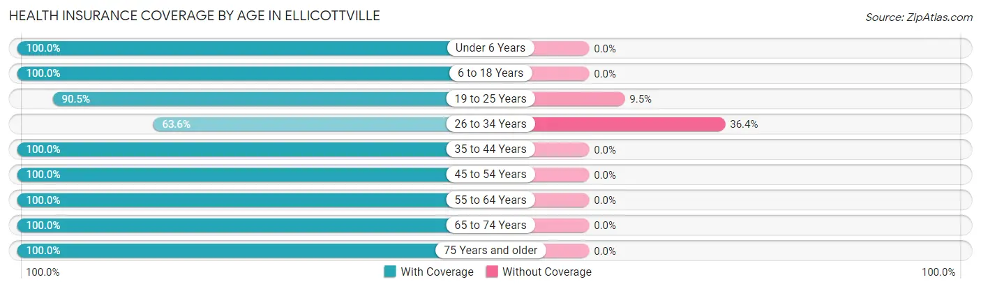 Health Insurance Coverage by Age in Ellicottville