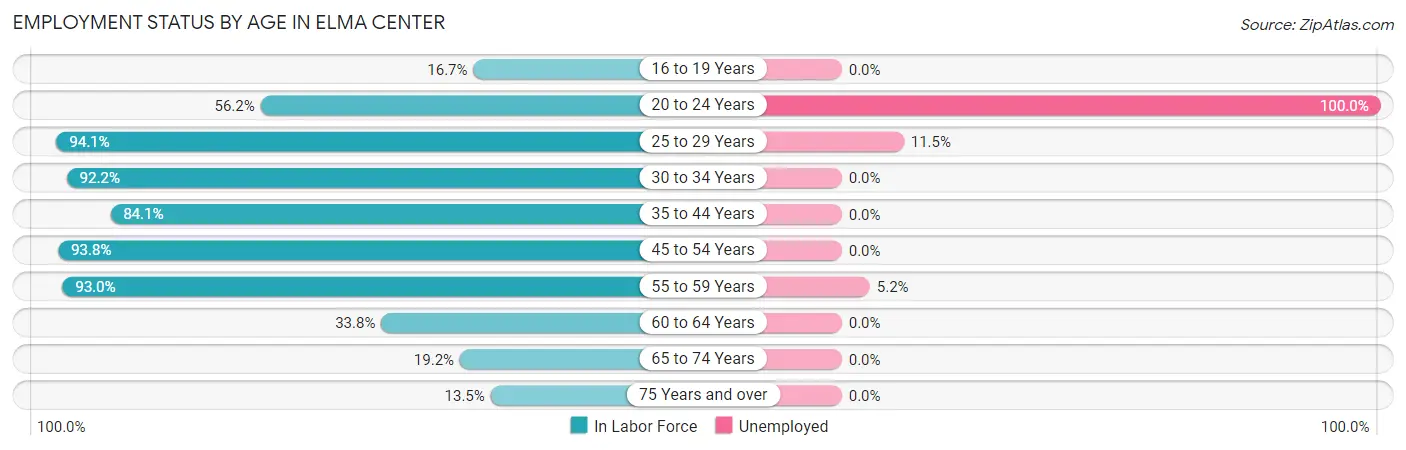 Employment Status by Age in Elma Center