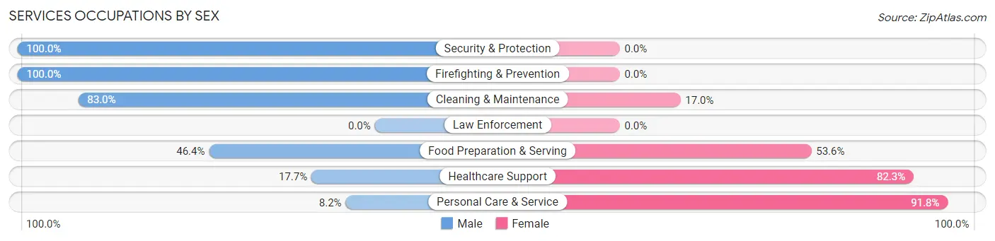 Services Occupations by Sex in Endicott
